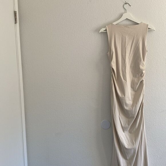 Susana Monaco Blanched Almond Ruched Gathered Long Maxi Dress - Picture 7 of 10